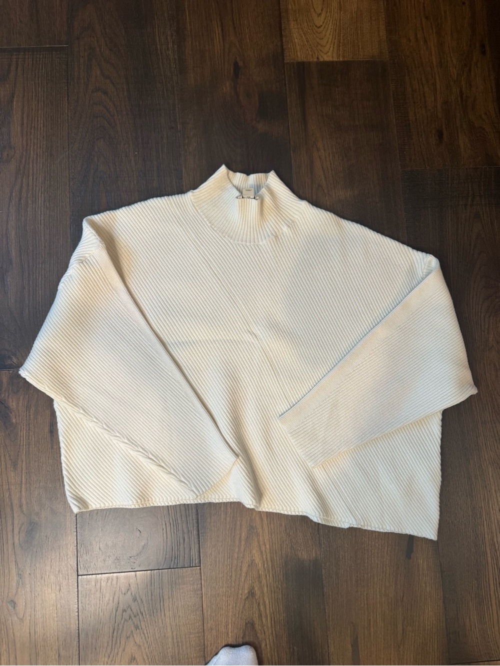 Maeve Cream Ribbed Mock Turtleneck Sweater